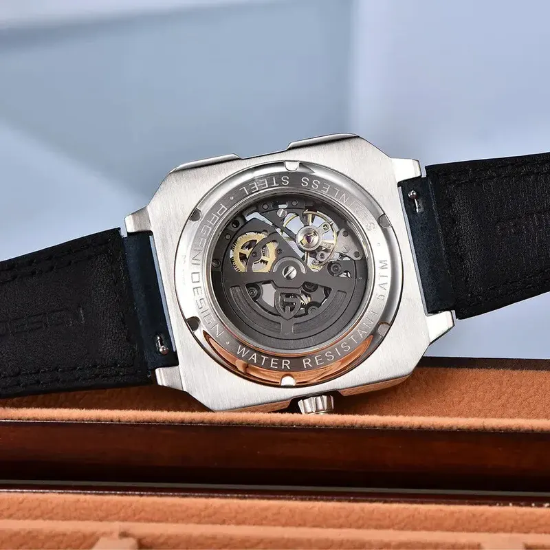 Pagani Design Skeleton Dial PU Leather Men's Watch- PD-1791